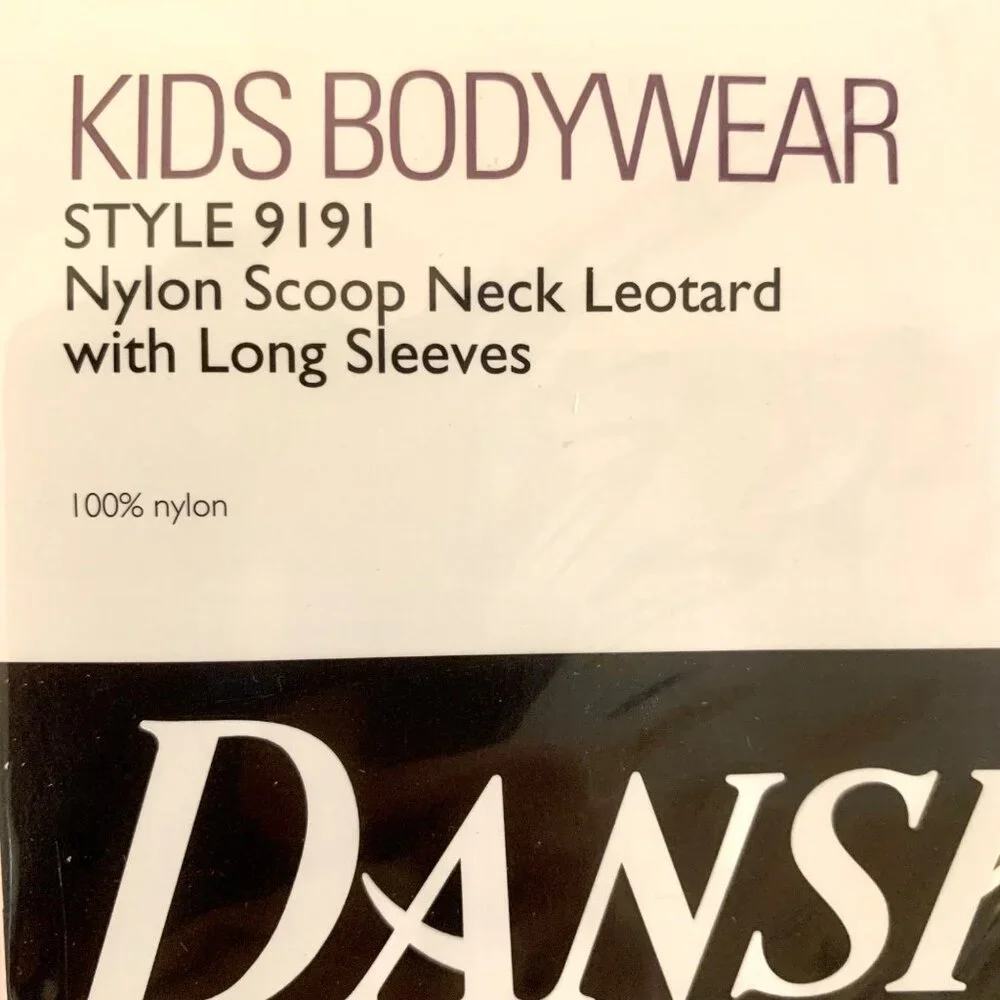 Danskin Childs L 12-14 Long Sleeve Leotard Sky Blue Scoop Neck Bodysuit Dance